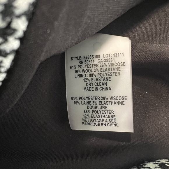 Elie Tahari Womens Blazer Black Plaid One Button Stretch Work Suit Jacket Sz 2 - Picture 4 of 9